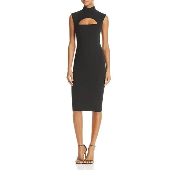 NWD Nookie Manhattan Midi Dress Size XS Black Cocktail Cutout Stretch - Picture 3 of 13